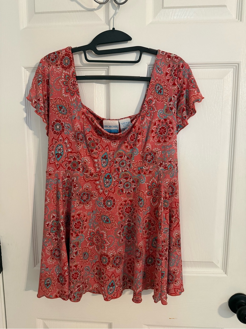 Coral Paisley Scoop-Neck Maternity Top